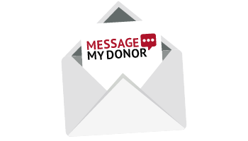 envelope animnated opening and closing with message my donor note inside