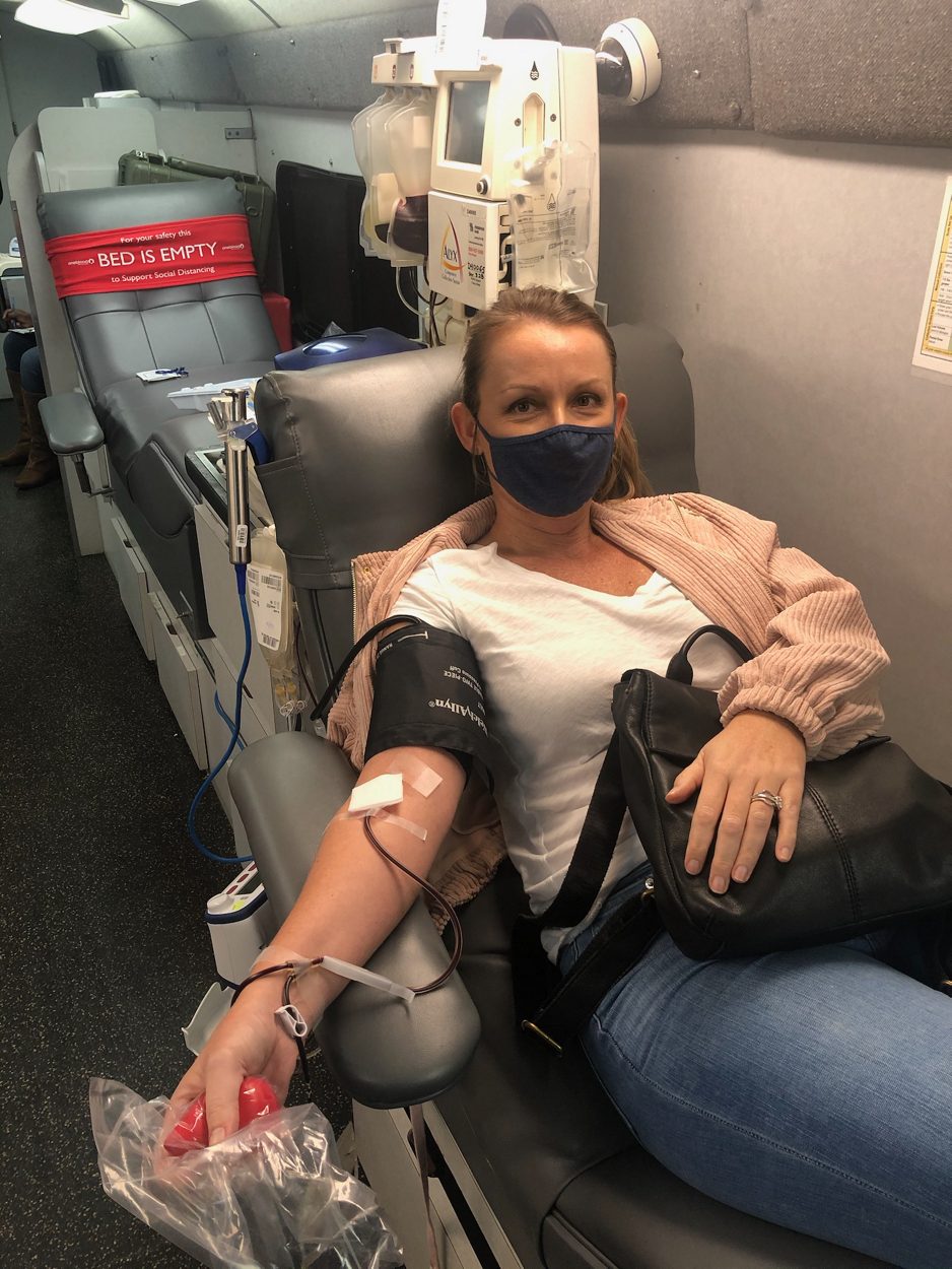 Amanda donating blood