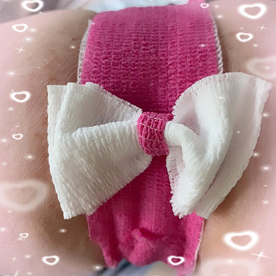 Angela's coband in a bow shape