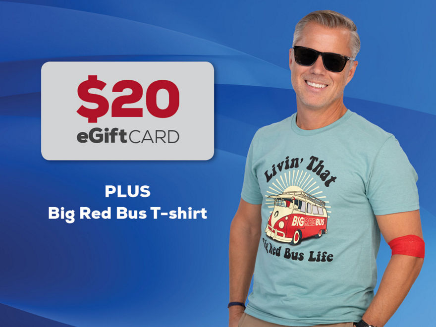 $20 eGift Card Plus Big Red Bus T-shirt