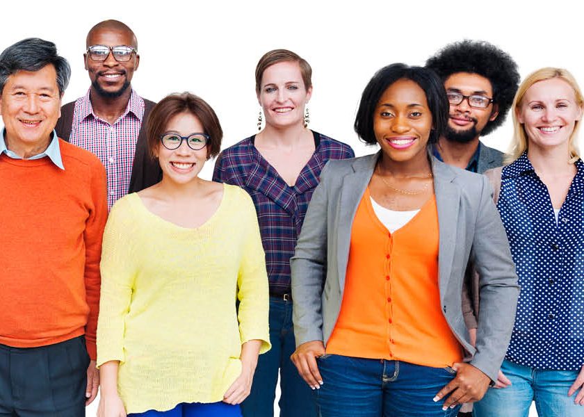 Diverse OneBlood donors standing in a group