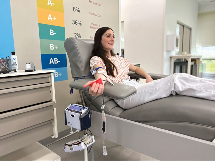 Woman donating blood