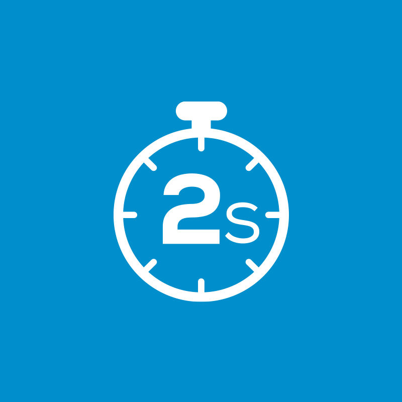 2 seconds icon on a blue background