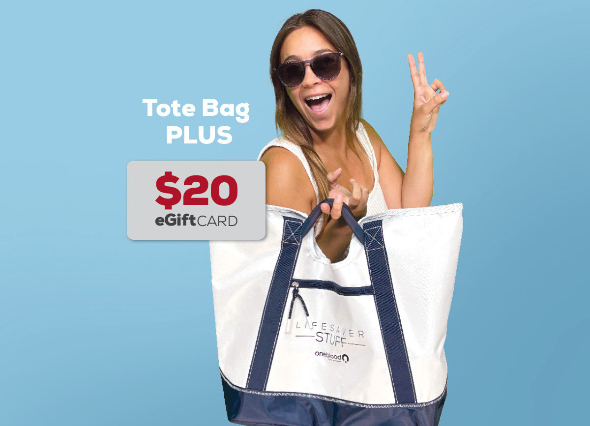OneBlood Tote Bag and $20 eGift Card