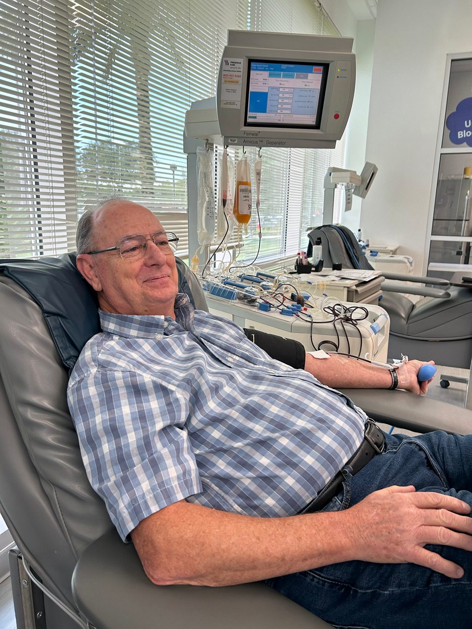 man donating platelets