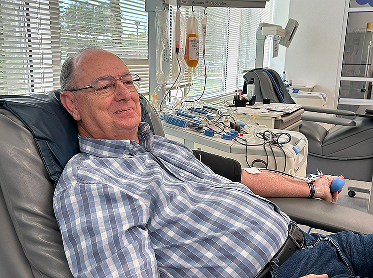 man donating platelets