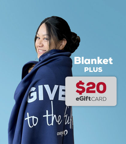 OneBlood Blue Blanket plus a $20 eGift Card